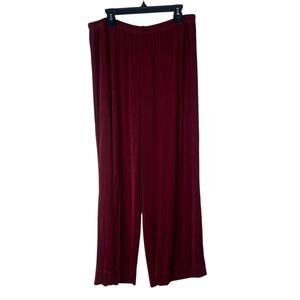 Chico's Travlers Burgundy Red Pull On Elastic Waist Cropped Pants SZ 2/M